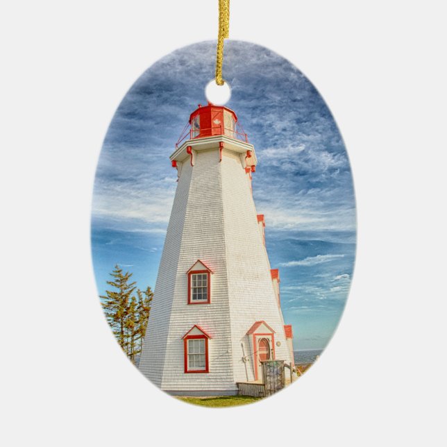Panmure Island Lighthouse Ceramic Tree Decoration (Front)