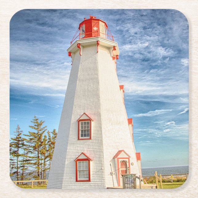 Panmure Island Lighthouse Square Paper Coaster (Front)