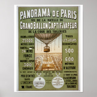 Panorama de Paris Vintage Travel Poster