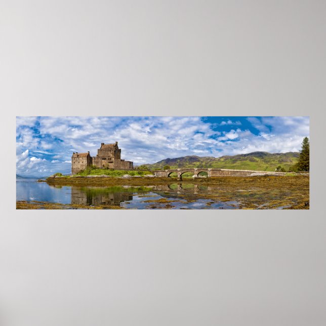 Panorama Eilean Donan Castle viewed from south Poster (Front)
