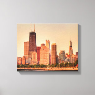 Panorama of Chicago skyline at sunrise Canvas Print