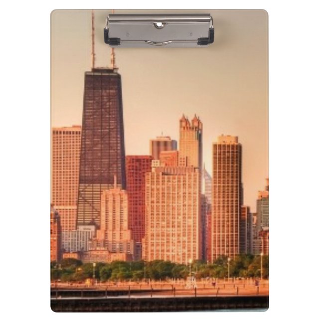 Panorama of Chicago skyline at sunrise Clipboard (Front)