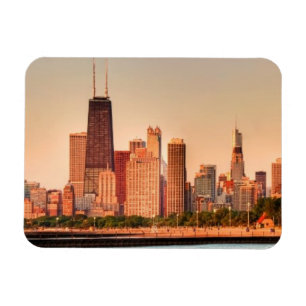 Panorama of Chicago skyline at sunrise Magnet