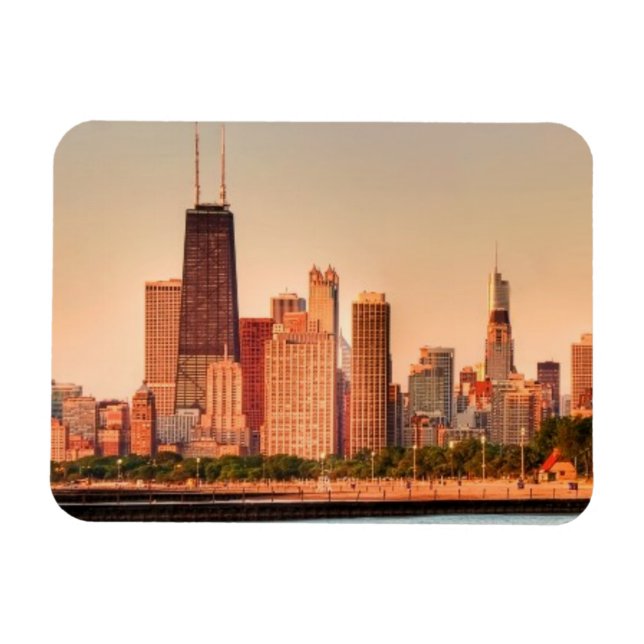 Panorama of Chicago skyline at sunrise Magnet (Horizontal)