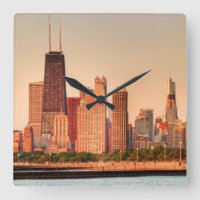 Panorama of Chicago skyline at sunrise
