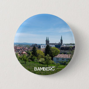 Panorama of historic old town of Bamberg, Germany 6 Cm Round Badge