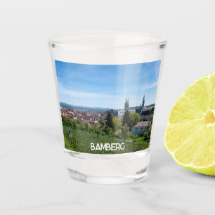Panorama of historic old town of Bamberg, Germany Shot Glass