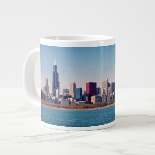 Panorama of the Chicago skyline Large Coffee Mug (Front Left)