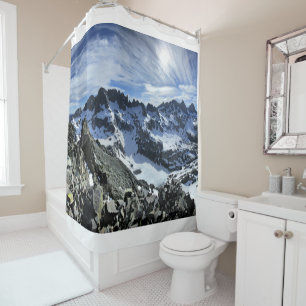 Panorama of the Minarets and Iceberg Lake - Sierra Shower Curtain