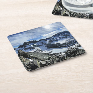 Panorama of the Minarets and Iceberg Lake - Sierra Square Paper Coaster