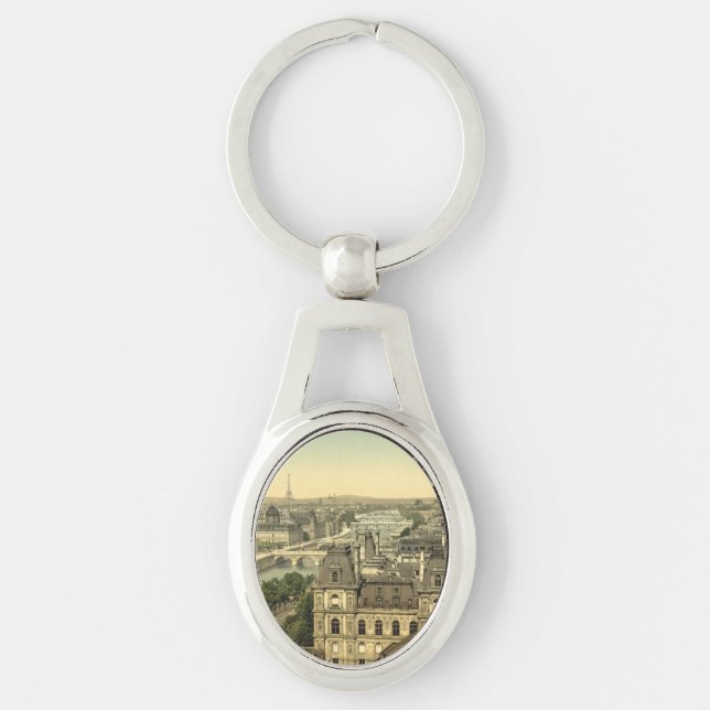 Panorama of the Seven Bridges, Paris, France Key Ring (Front)