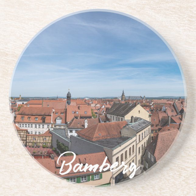 Panorama view of old town from above in Bamberg Coaster (Front)