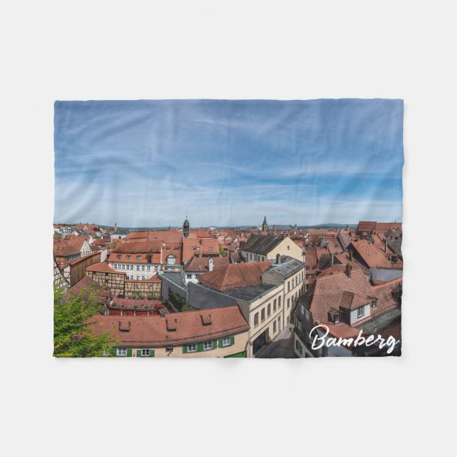Panorama view of old town from above in Bamberg Fleece Blanket (Front (Horizontal))