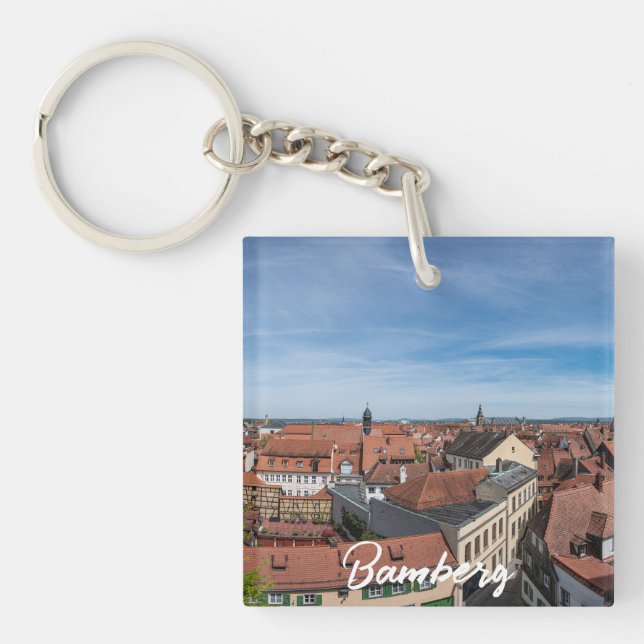 Panorama view of old town from above in Bamberg Key Ring (Front)