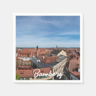 Panorama view of old town from above in Bamberg Napkin
