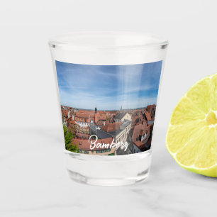 Panorama view of old town from above in Bamberg Shot Glass