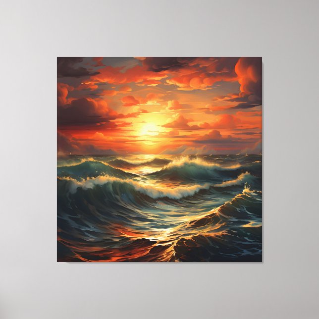 Panoramic Beach Sunset Golden Nature Glow  Canvas Print (Front)
