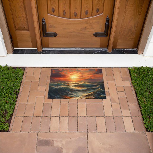 Panoramic Beach Sunset Golden Nature Glow  Doormat (Outdoor)