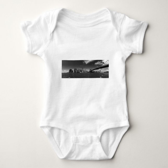 Panoramic Black White Brooklyn Baby Bodysuit (Front)