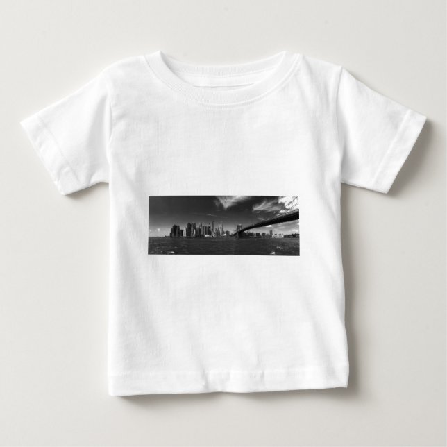 Panoramic Black White Brooklyn Baby T-Shirt (Front)