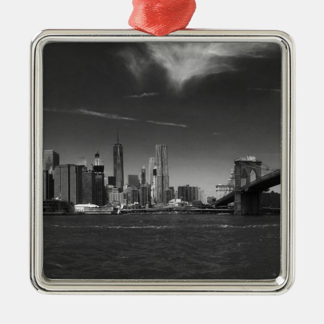 Panoramic Black White Brooklyn Metal Tree Decoration (Front)