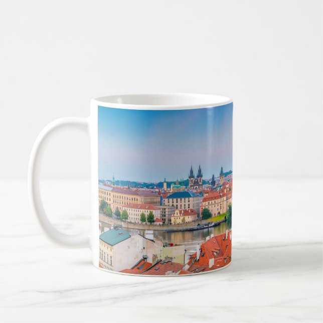 Panoramic Charles Bridge Prague Skyline Coffee Mug (Left)