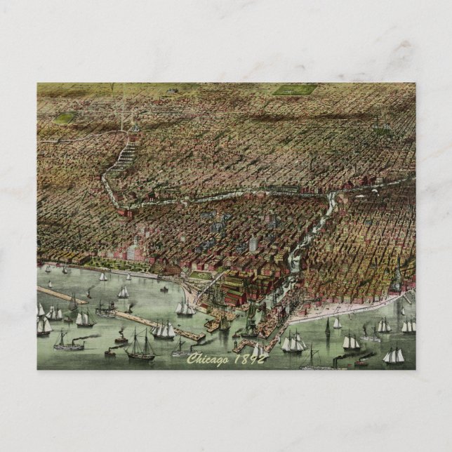 Panoramic Chicago 1892 Postcard (Front)