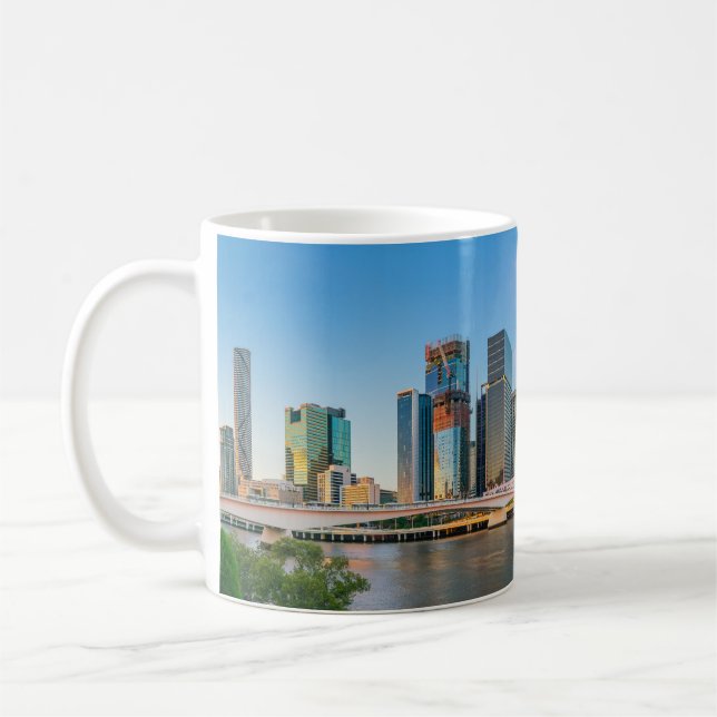 Panoramic Downtown Brisbane Australia Skyline Coffee Mug (Left)