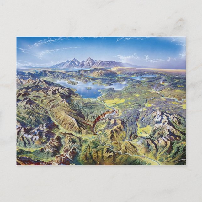 Panoramic Drawing Of Yellowstone Postcard (Front)