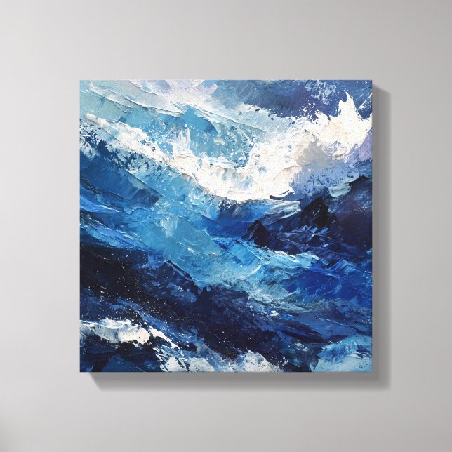 Panoramic Expressionist Ocean Wave Canvas Print (Front)