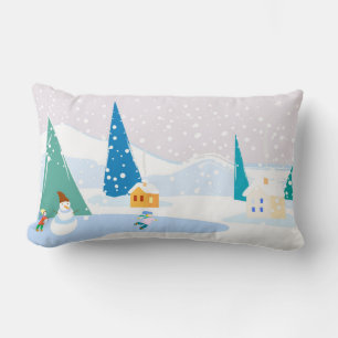 Panoramic illustration, vector, wonderful winter v lumbar cushion
