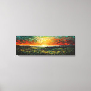 Panoramic Impressionist Painting of Sunset Canvas Print