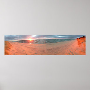 Panoramic Lake Michigan Sunset Poster