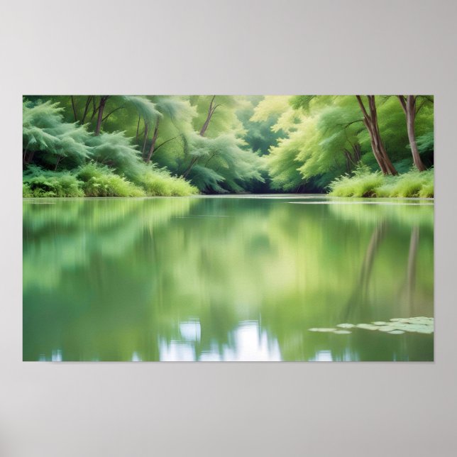 Panoramic Landscape Forest Lake Nature Tranquil  Poster (Front)