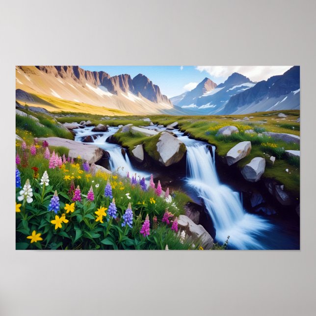 Panoramic Landscape Meadow Valley Nature Tranquil  Poster (Front)