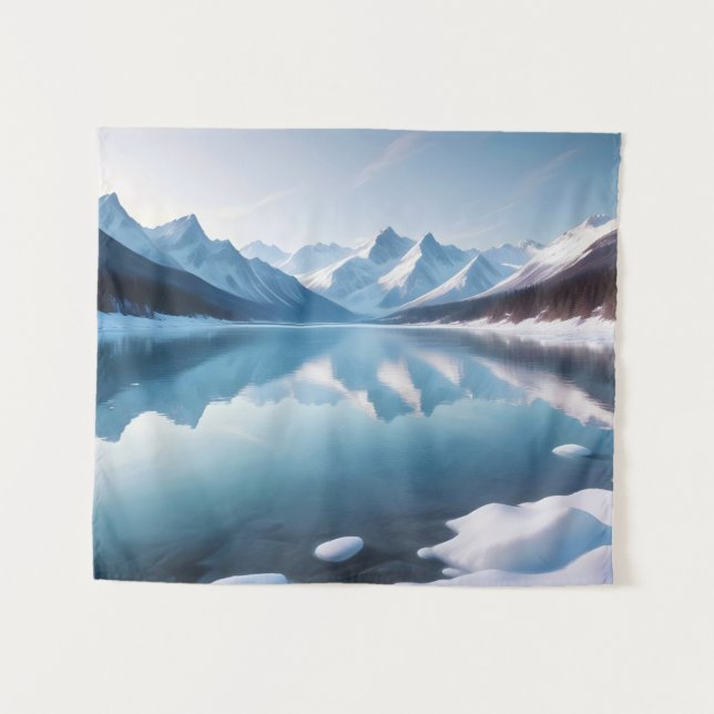 Panoramic Landscape Mountains Lake Nature Tranquil Tapestry (Front (Horizontal))