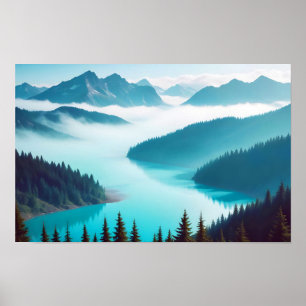 Panoramic Landscape Mountains Picturesque Nature Poster