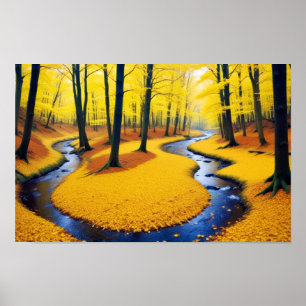 Panoramic Landscape Panoramic River Nature Forest Poster