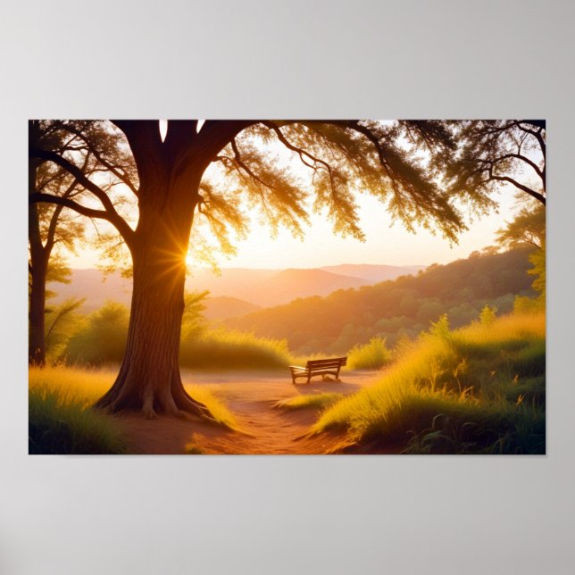 Panoramic Landscape Sunset Nature Tranquil Scenery Poster (Front)