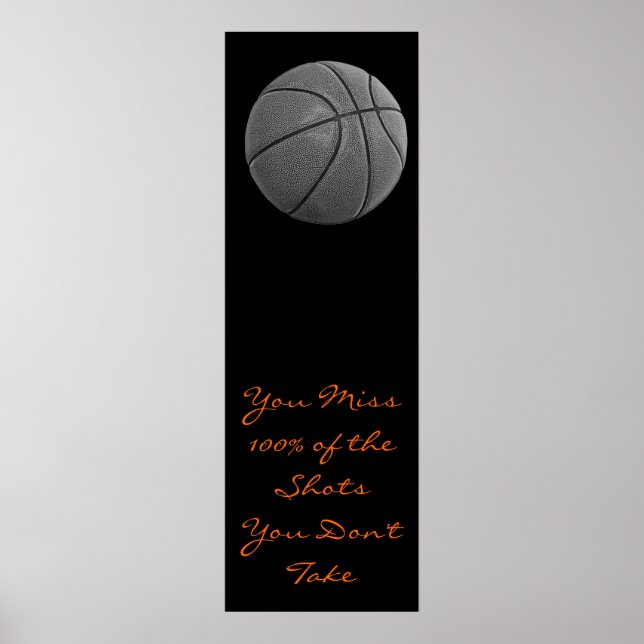Panoramic Motivational Quote Basketball Poster (Front)