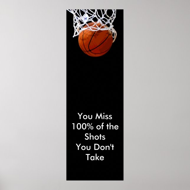 Panoramic Motivational Quote Basketball Poster (Front)