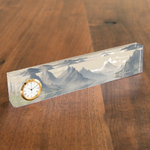 Panoramic mountain scenery nameplate