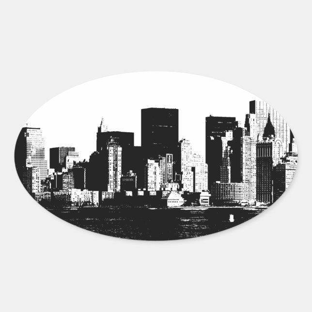 Panoramic New York City Oval Sticker (Front)