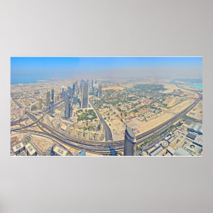 Panoramic of Dubai atop the Burj Khalifa Poster