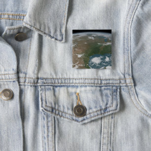 Panoramic Planet Earth And The Us. 2 15 Cm Square Badge