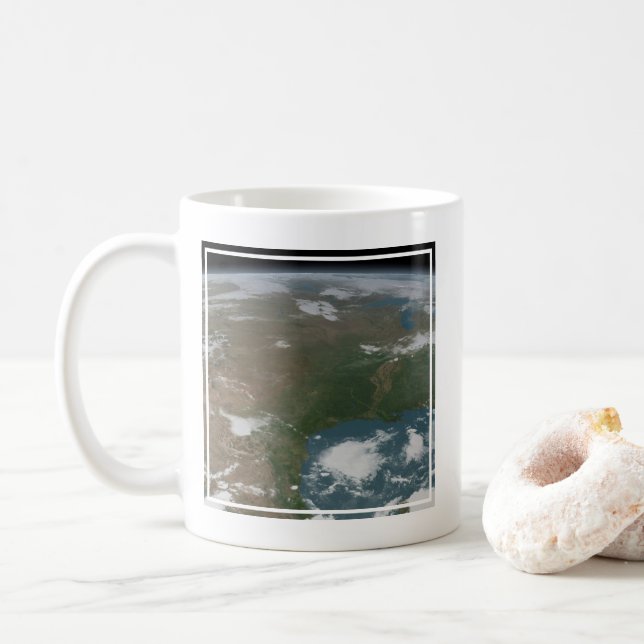 Panoramic Planet Earth And The Us. 2 Coffee Mug (With Donut)