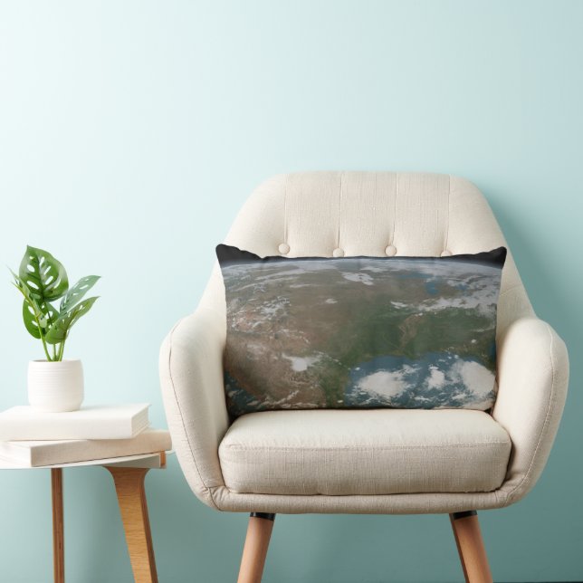 Panoramic Planet Earth And The Us. 2 Lumbar Cushion (Chair)