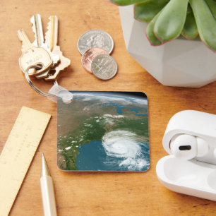 Panoramic Planet Earth And The Us. Key Ring