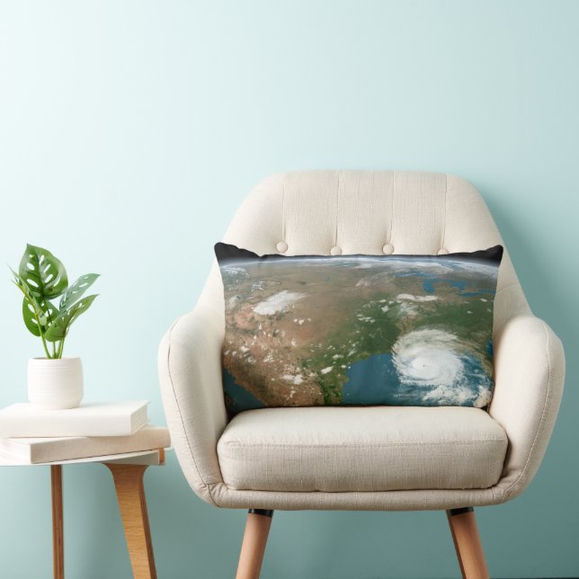 Panoramic Planet Earth And The Us. Lumbar Cushion (Chair)