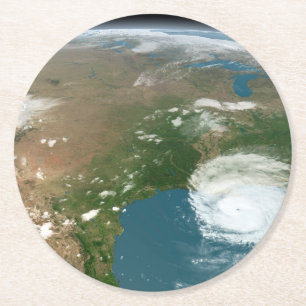 Panoramic Planet Earth And The Us. Round Paper Coaster
